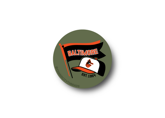 *LAST CHANCE* O's Cap & Flag 2.5" Sticker