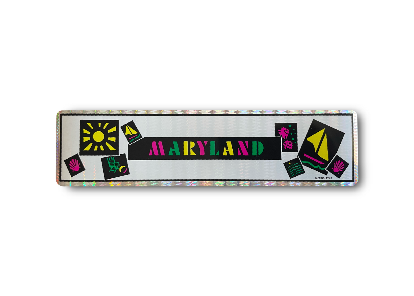 1990s Vintage Holographic Maryland Travel Bumper Sticker